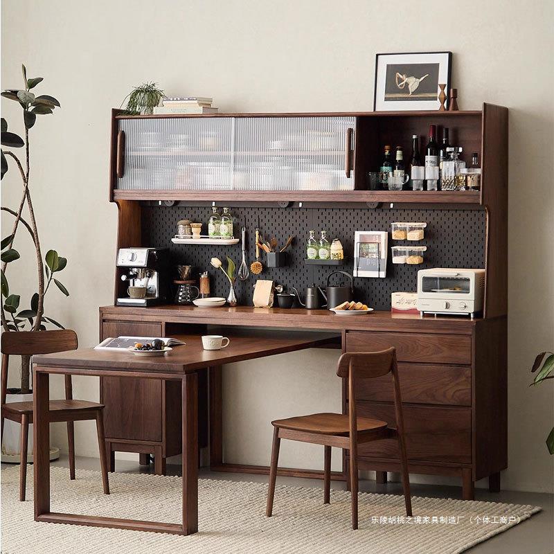 北美黑胡桃木餐边柜储物柜碗柜北欧现代实木收纳柜餐厅酒柜墙边柜