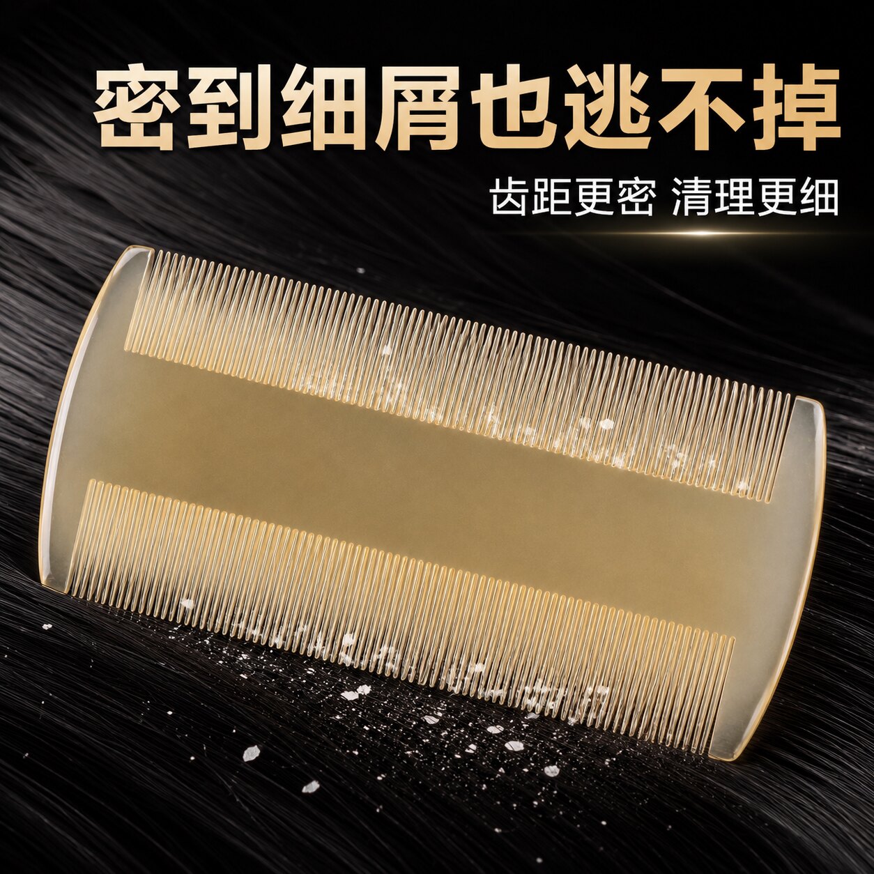 细齿密梳小号篦子梳家用去头屑头皮清洁牛角梳子通用家庭备用小款