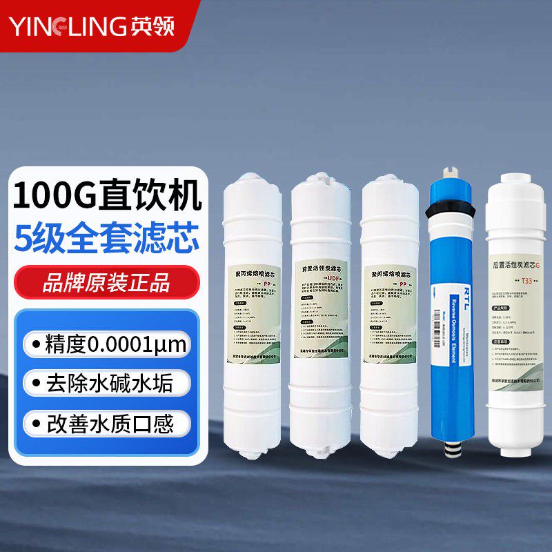 英领100G直饮水机商用净水器滤芯PP棉前置后置活性炭RO反渗透膜
