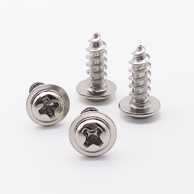 m3m4镀镍十字圆头带垫自攻螺丝钉尖尾带介法兰自攻螺丝*4X5X6-X30