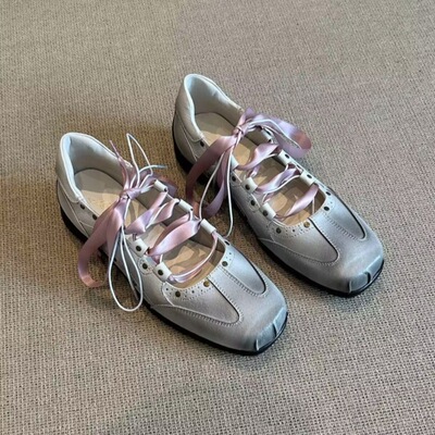软皮版~小众设计感绑带芭蕾舞鞋女2026方头平底浅口玛丽珍鞋单鞋
