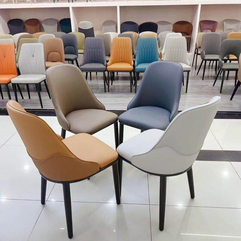 简约现代餐桌椅子酒店皮革软包椅子轻奢餐椅饭店包厢宴会厅靠背椅
