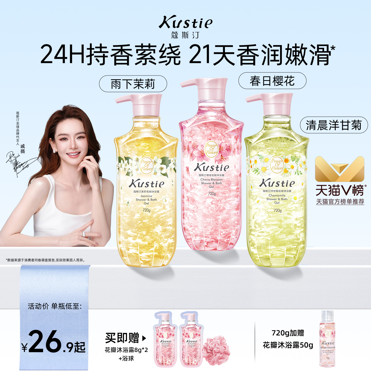 蔻斯汀真花瓣沐浴露持久留香