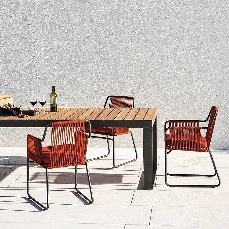 北欧户外桌椅庭院设计师藤编家具创意阳台藤椅室外露天实木餐桌