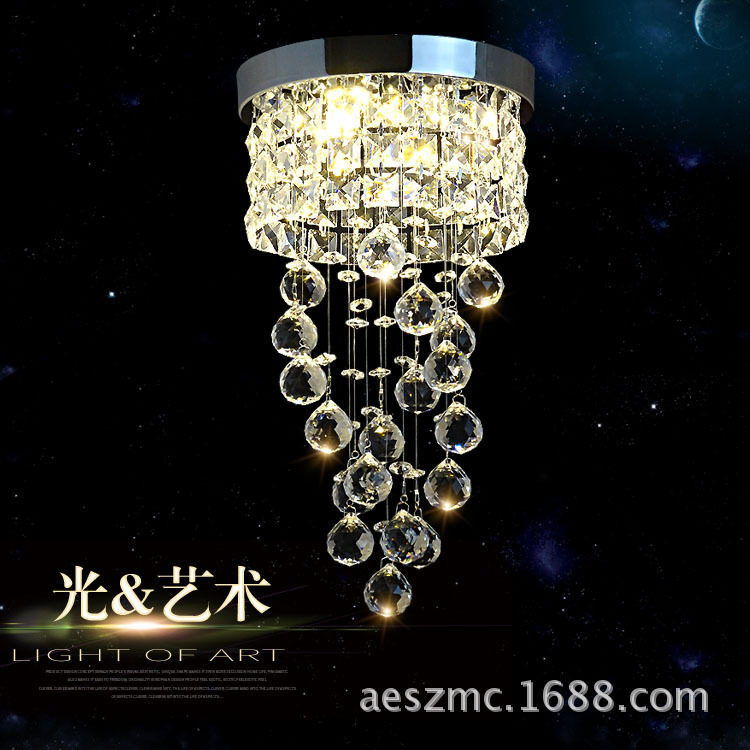 简约LED水晶过道灯客厅走廊玄关阳台酒店吊线螺旋阶梯小吸顶灯