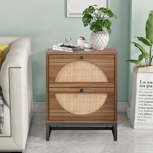 床头柜,2个抽屉,木质床头柜口音内阁对小空间,客厅,卧室