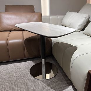 马鞍皮升降边几可旋转小书桌现代简约茶几洽谈桌电脑桌阳台小茶桌