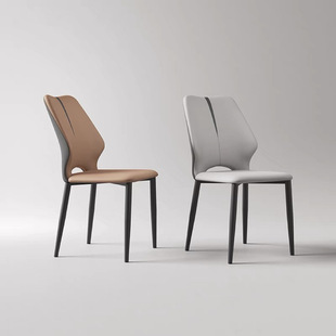 餐椅轻奢高级感北欧餐厅家用猫抓皮凳子意式极简椅子餐桌椅靠背椅