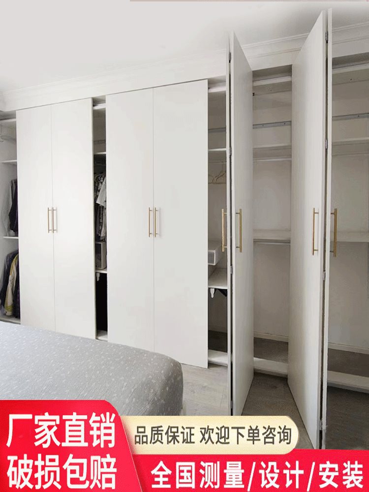 无下轨折叠门储物间门折叠衣柜门推拉门衣柜橱柜门自装柜门实木门