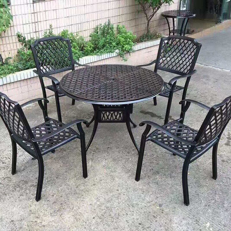 户外铸铝桌椅全铝合金餐椅网格花园阳台露台休闲餐桌椅组合防水