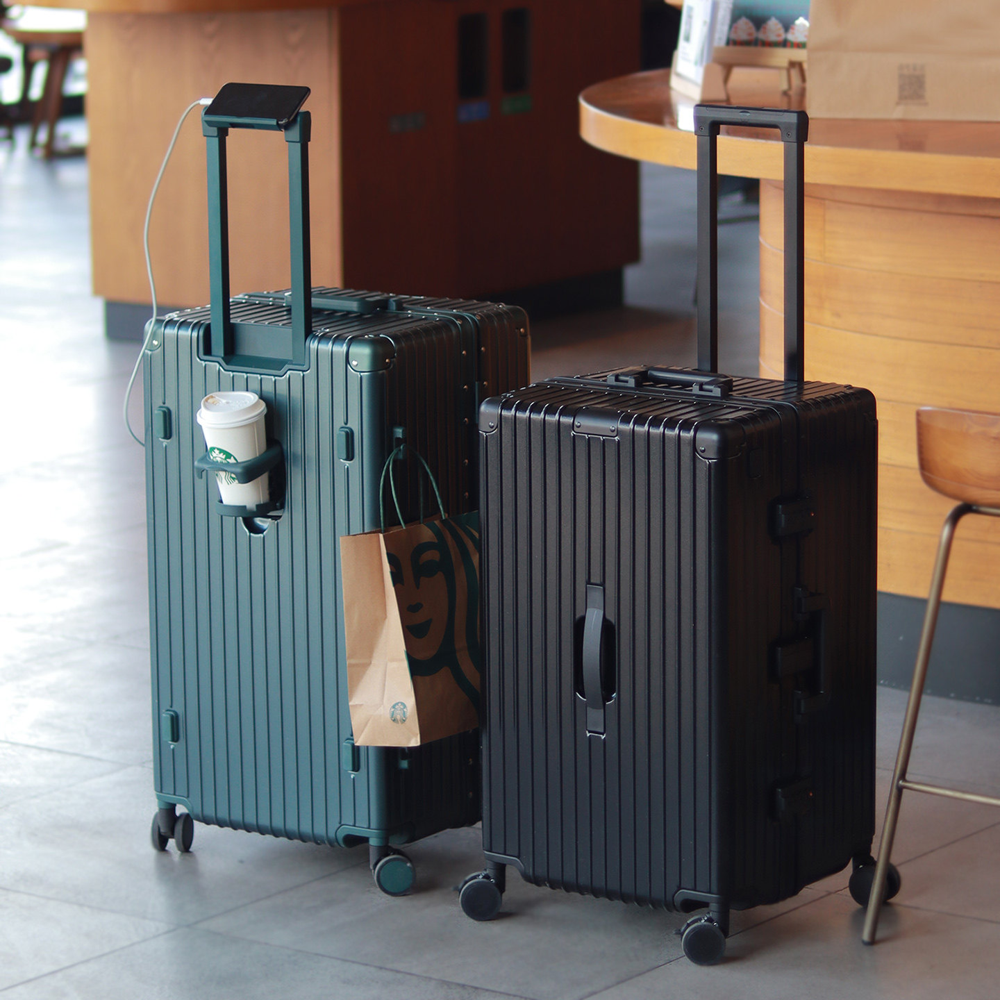 星天外结实防爆大容量铝框行李箱男女刹车减震万向轮带杯架旅行箱,箱包皮具/热销女包/男包,旅行箱,淘宝优惠券,粉丝福利购,淘宝优惠卷