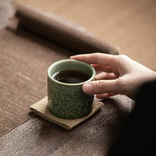 祥云青瓷主人杯陶瓷茶杯功夫茶具家用品茗杯单杯茶碗茶水杯轻奢