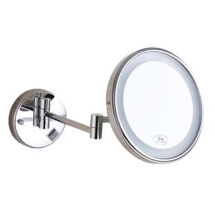 化妆镜子壁挂折i叠伸缩带LED灯浴室美容镜酒店卫生间单面放大镜
