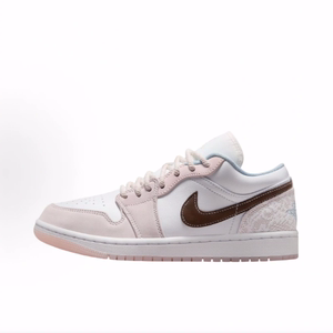 Jordan Air Jordan 1 时尚舒适 防滑耐磨 低帮 篮球鞋女款白粉色