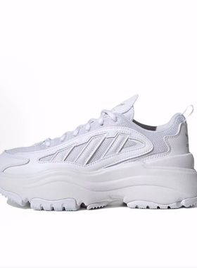 adidas originals OZGAIA 合成革网布简约纯色低帮休闲鞋女款白色