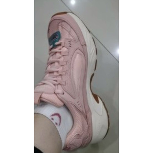 低帮老爹鞋女款玫瑰红色Skechers斯凯奇D'Lites网布复古厚底减震