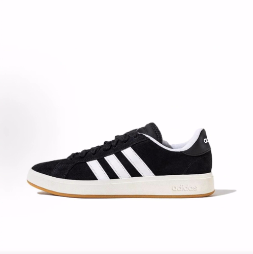 adidas Grand Court Base 00s 舒适薄底低帮板鞋男女同款黑白色