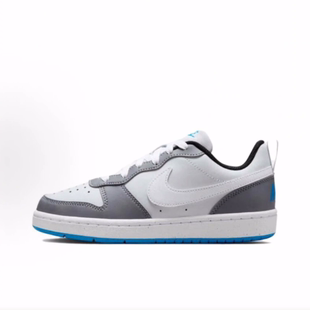 NikeCourt Borough Low 舒适休闲GS 低帮 儿童板鞋 白灰 男女同款