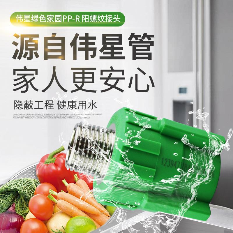 伟星管业PPR冷热水管配件外丝直接20/25/32外丝直接外牙直接