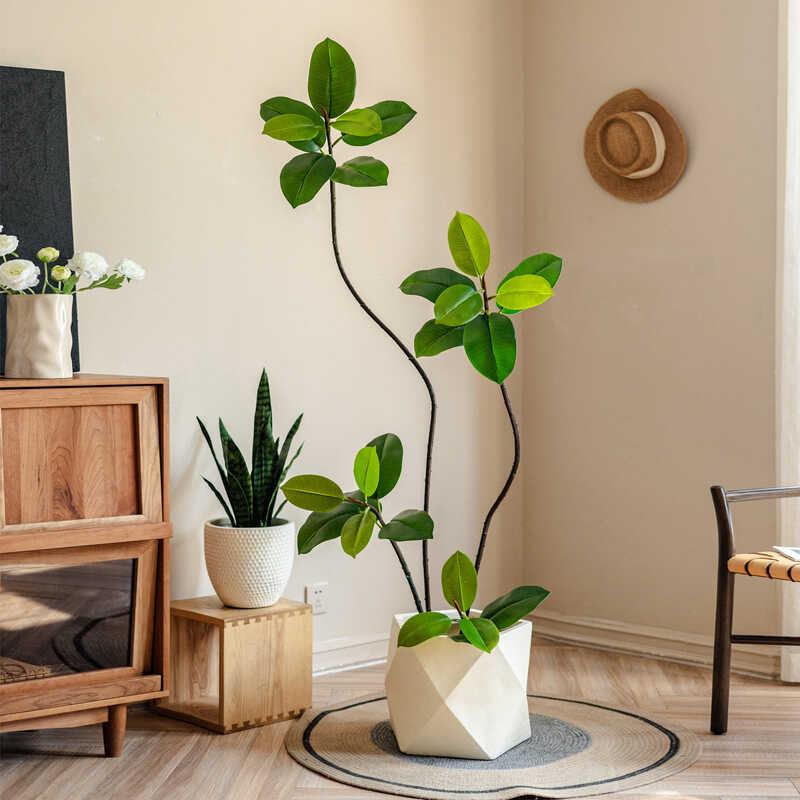 掬涵橡皮树仿真绿植高端轻奢客厅室内仿生植物家居大型落地摆件