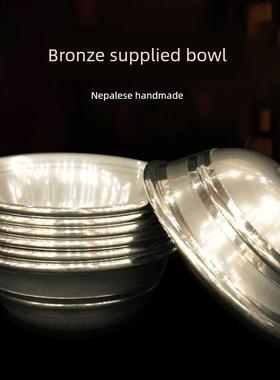 佛像前多尺寸青铜供养水杯，尼泊尔纯铜杯，供水碗，圣水杯，一套