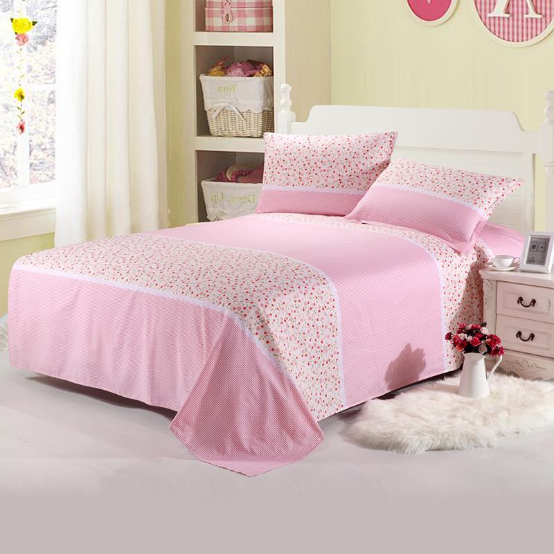 双人粉色小碎花床单单件纯棉田园风简约小清新宿舍1.8米床2.0m床