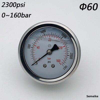 n-63轴向液压表2300Psi充液和抗冲击压力表0-160Bar液压表铜接头G