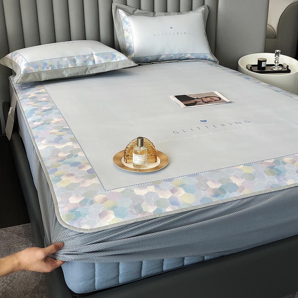 A类数码冰丝凉席三件套轻奢简约风1.35床笠空调软席可机洗床席子