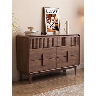 实木五斗橱胡桃色五斗橱客厅六抽屉卧室储物柜三抽屉四抽屉大容量