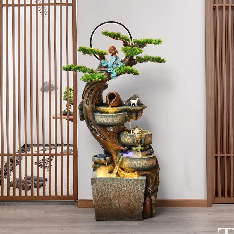 流水摆件循环水陶罐客厅玄关办公室鱼缸高级感生财假山喷泉落地