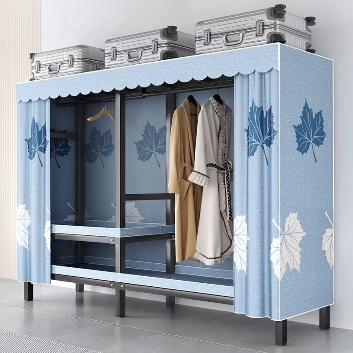 全挂式免安装简易衣柜家用卧室挂衣架落地多功能布衣柜长款衣服柜