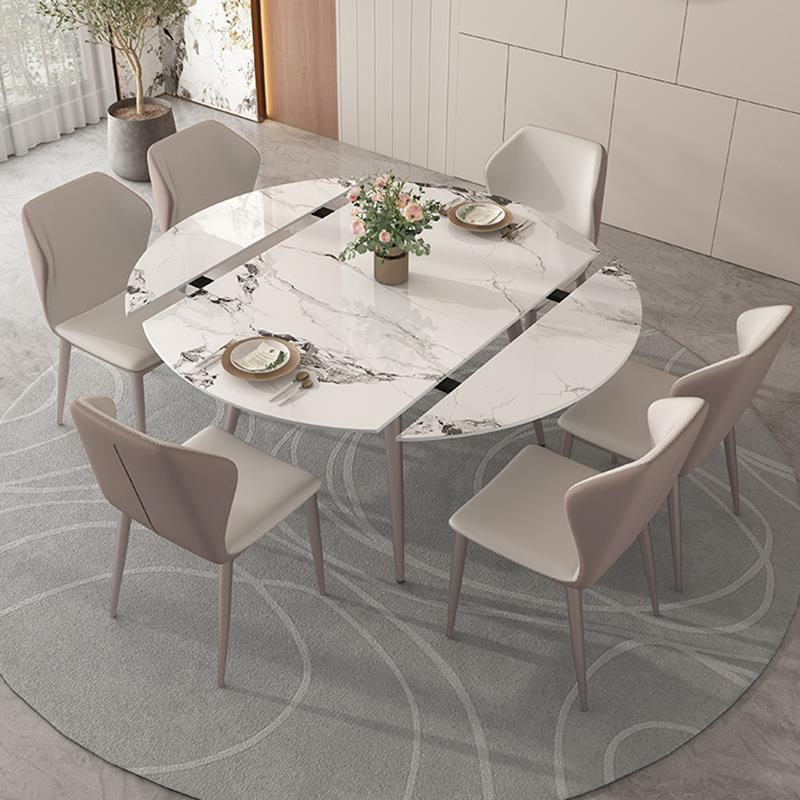意式轻奢墨兰紫岩板餐桌后现代大小户型家用现代简约可伸缩餐桌子