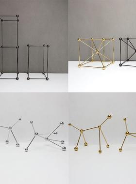 现代简约欧式点线球几何辐射状金属摆件样板房售楼处软装饰品摆设