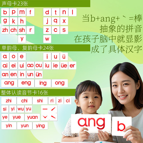 汉语拼音卡片拼音字母挂图声母韵母标声调幼小衔接学拼音启蒙教具
