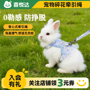 宠物兔子牵引绳胸背小型犬绳子猫咪背心式遛兔防挣脱可调节0勒感