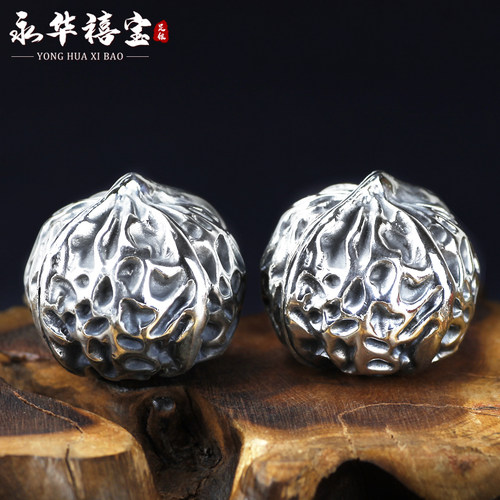 999纯银核桃送长辈自用古玩