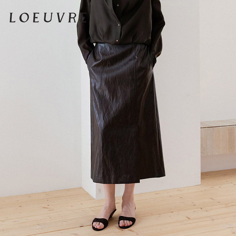 loeuvre仿皮革半身裙女修身显瘦