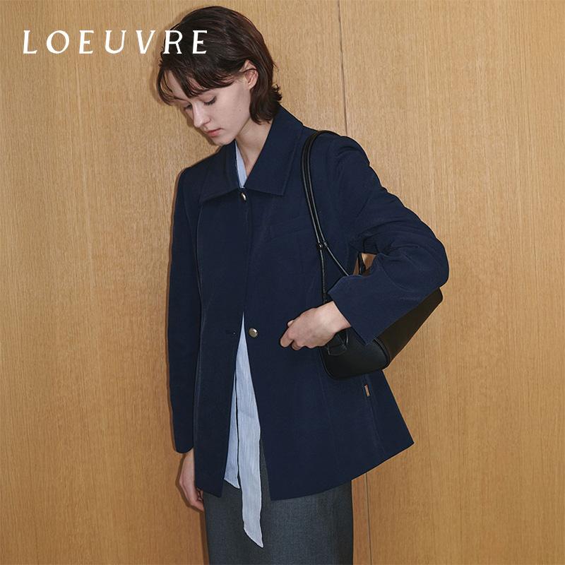 loeuvre斜纹布沙漏型夹克女外套