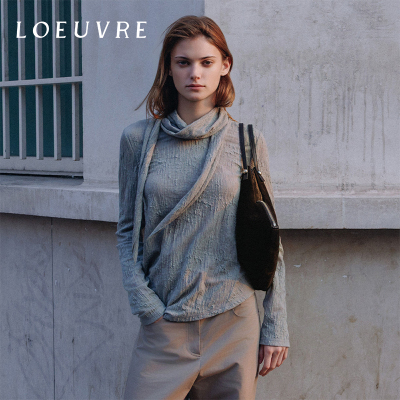 loeuvre提花交叉系带长袖T恤女