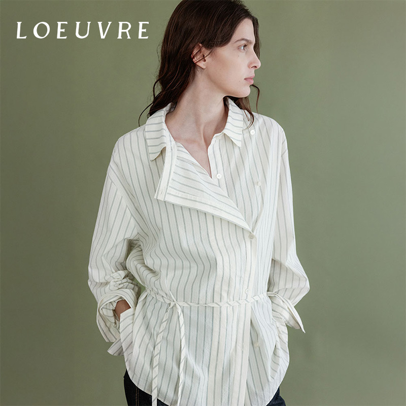 loeuvre条纹衬衫女宽松垂坠轮廓