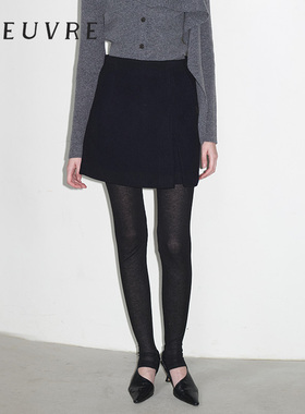 loeuvre短款羊毛半身裙25秋冬新品高腰A字裙显瘦显腿长女SW5XS920