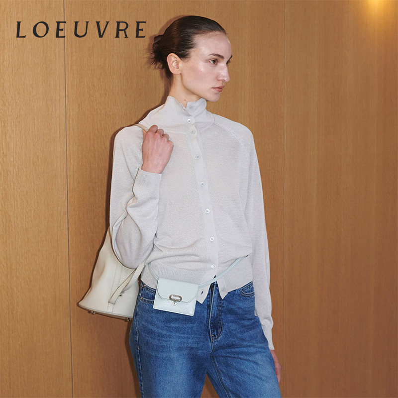 loeuvre亚麻薄透高领开衫25春季新款女士针织衫内搭上衣SK5SD146