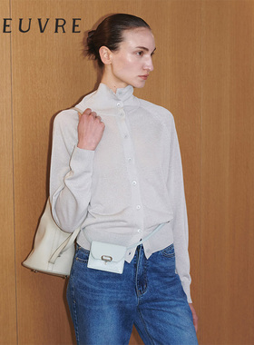 loeuvre亚麻薄透高领开衫25春季新款女士针织衫内搭上衣SK5SD146
