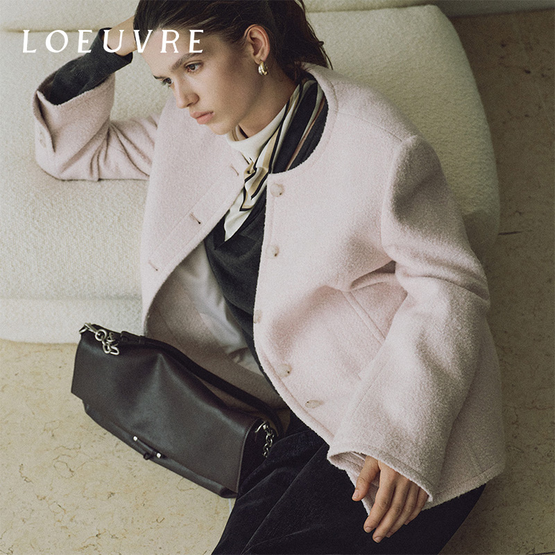 loeuvre郑丽媛同款圆领毛呢外套