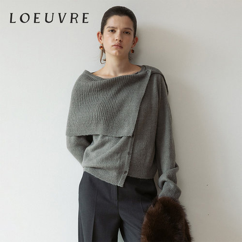 loeuvre船型领羊驼毛针织衫