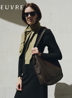 loeuvre25秋新品牛皮单肩包女简约百搭大容量日常通勤包 FA5AD351