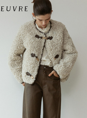 loeuvre羊羔毛短外套25秋冬新款搭扣夹克毛茸茸女士软糯 SM5XJ432