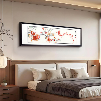 新中式刺绣成品床头画客厅卧室餐厅背景墙装饰画多子多福40150