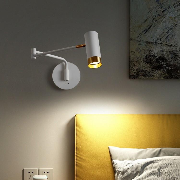 卧室床头壁灯北欧现代极简轻奢简约伸缩折长臂叠书房阅读摇臂壁灯