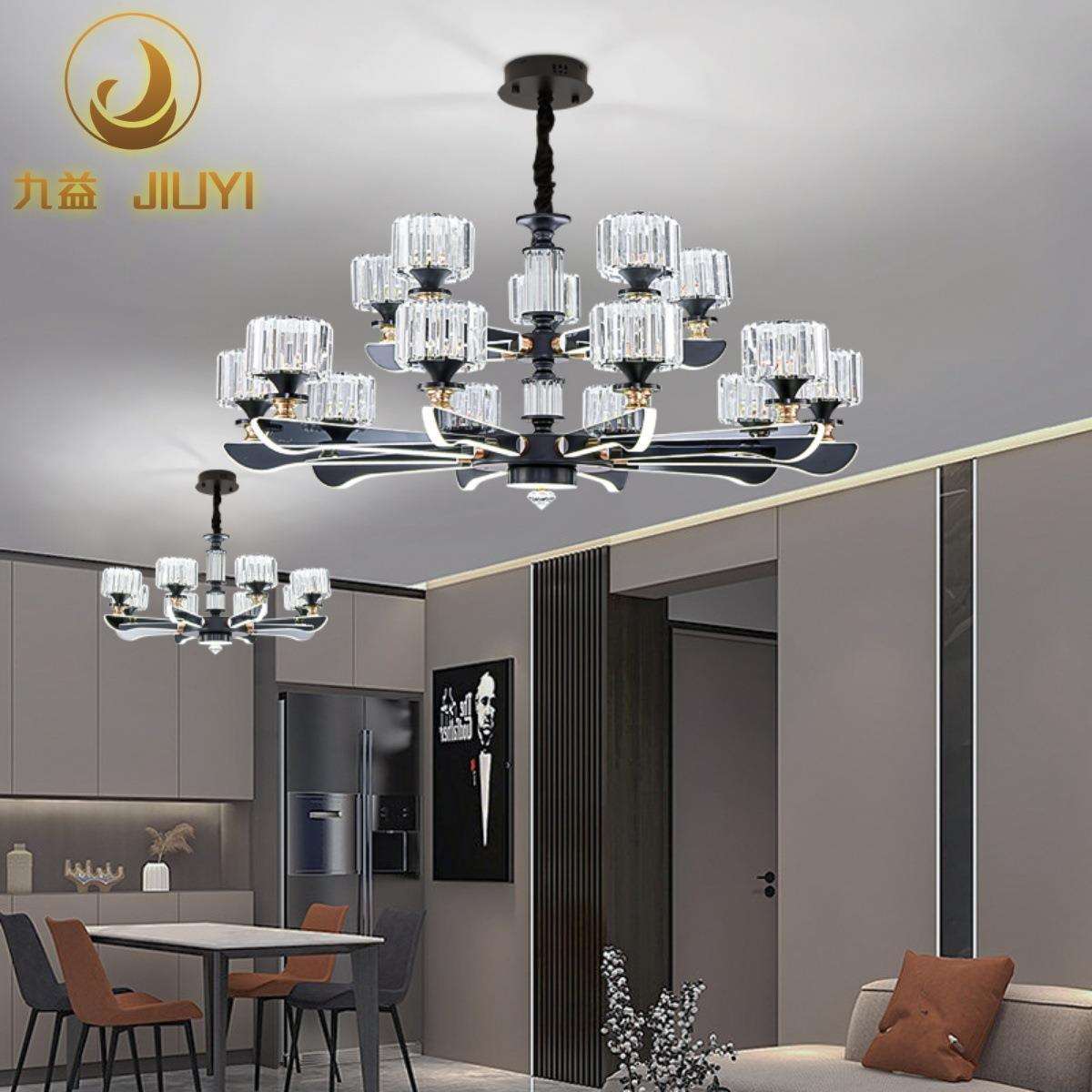 轻奢水晶吊灯客厅灯2023年新款现代简约发光灯臂大气北欧智能灯具